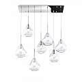 Sospensione Contemporanea Kona Metallo Cromo Vetro Trasparente 7 Luci E27 1177CR_S7R-TR