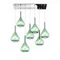 Sospensione Contemporanea Kona Metallo Cromo Vetro Verde 7 Luci E27 1177CR_S7R-VE