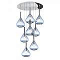 Sospensione Contemp Tonda Kona Metallo Cromo Vetro Blu 8 Luci E27 1177CR_S8T-BL