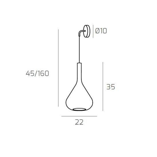 Applique Contemporanea Kona Metallo Ottone Satinato Vetro Ambra 1 Luce E27 1177OS_A-AM