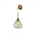 Applique Contemporanea Kona Metallo Verde Vetro Ottone Satinato 1 Luce E27 1177OS_A-VE