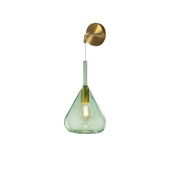 Applique Contemporanea Kona Metallo Verde Vetro Ottone Satinato 1 Luce E27 1177OS_A-VE