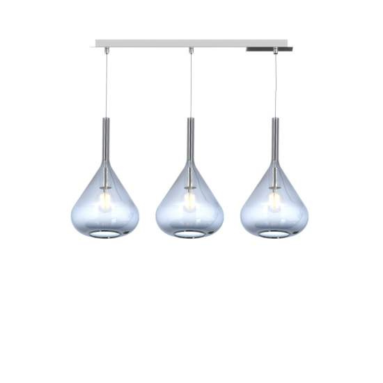 Sospensione Contemp Rett Kona Metallo Ottone Satinato Vetro Ambra 3 Luci E27 1177OS_S3R-AM