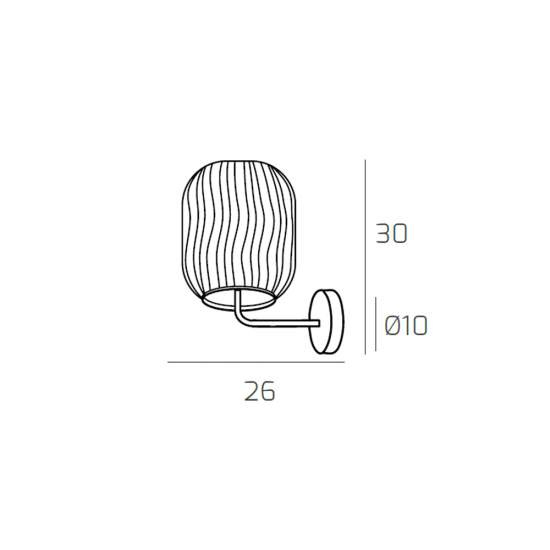 Applique Contemporanea Tender Metallo Bianco Vetro Bianco Fog 1 Luce E27 1181BI_AT-BF