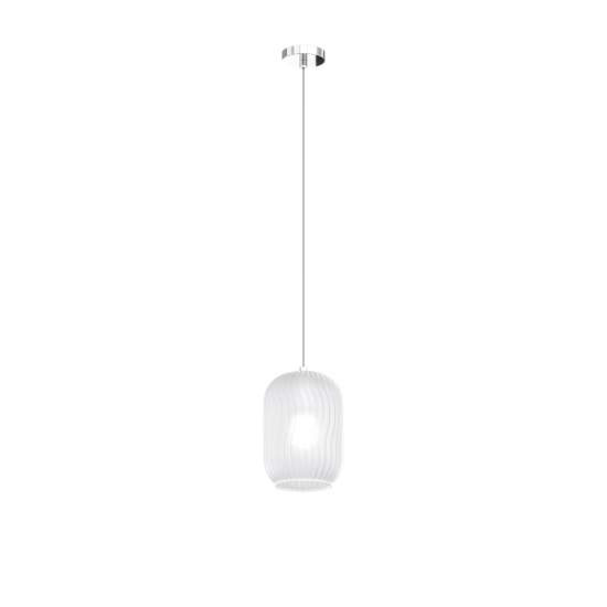 Sospensione Contemporanea Tender Metallo Cromo Vetro Bianco Fog 1 Luce E27 1181CR_S1-BF