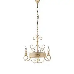 Lampadario Rustico Baltimora Metallo Avorio Oro 3 Luci E14