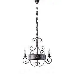 Lampadario Rustico Baltimora Metallo Nero Ruggine - Corten 3 Luci E14