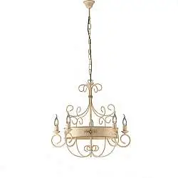 Lampadario Rustico Baltimora Metallo Avorio Oro 5 Luci E14
