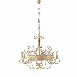 Lampadario Rustico Baltimora Metallo Avorio Oro 8 Luci E14