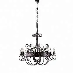 Lampadario Rustico Baltimora Metallo Nero Ruggine - Corten 8 Luci E14