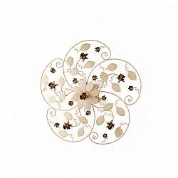 Plafoniera Shabby Chic Bella Metallo Avorio Oro 5 Luci E14