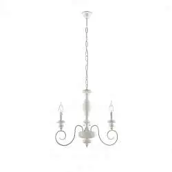 Lampadario Shabby Chic Cascina Bianco 3 Luci E14