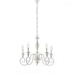 Lampadario Shabby Chic Cascina Bianco 5 Luci E14