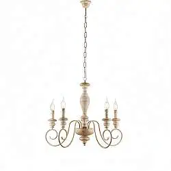 Lampadario Shabby Chic Cascina Bianco Tortora Vintage 5 Luci E14