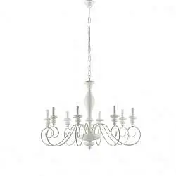 Lampadario Shabby Chic Cascina Bianco 8 Luci E14