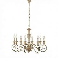 Lampadario Shabby Chic Cascina Bianco Tortora Vintage 8 Luci E14