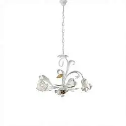 Lampadario Arte Povera Cesto Metallo Bianco E Oro 3 Luci E14