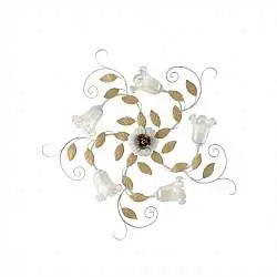 Plafoniera Arte Povera Cesto Metallo Bianco E Oro 5 Luci E14