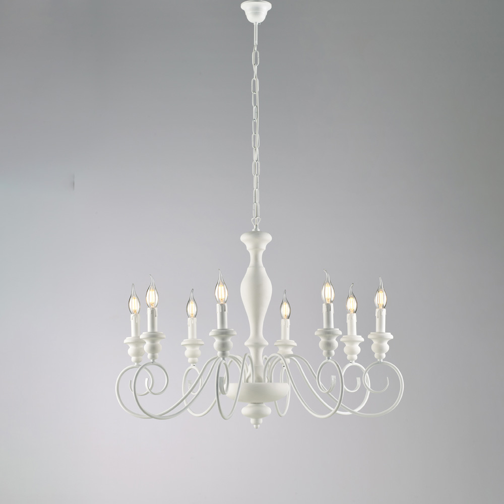 Lampadario Shabby Chic Cascina Bianco 8 Luci E14 BL265-8-BCO