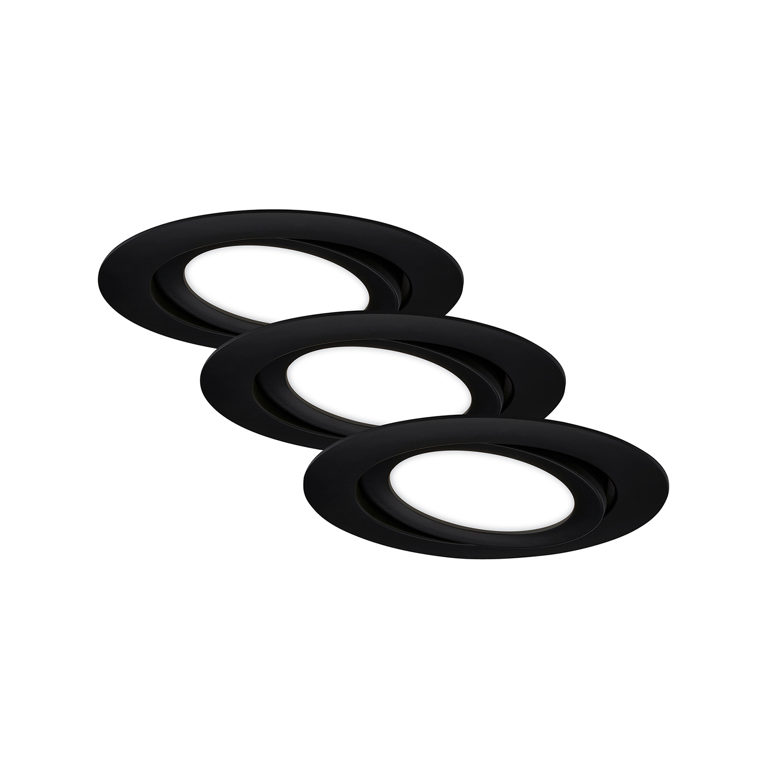 Set 3 Faretti Incasso Moderno Flat In Plastica Nero Opaco Led Integrato 7W 4000K