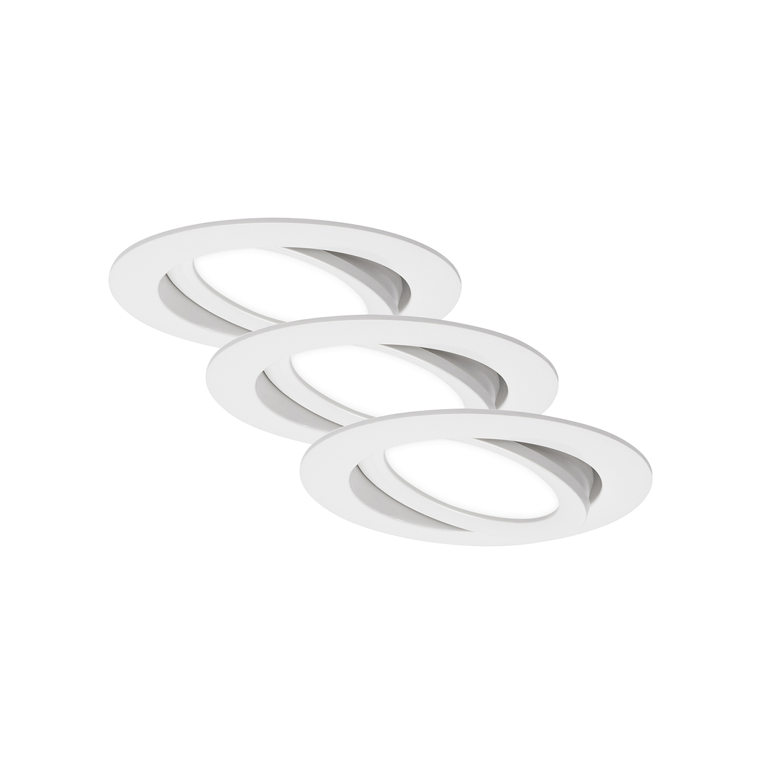 Set 3 Faretti Incasso Moderno Flat In Plastica Bianco Led Integrato 7W 4000K