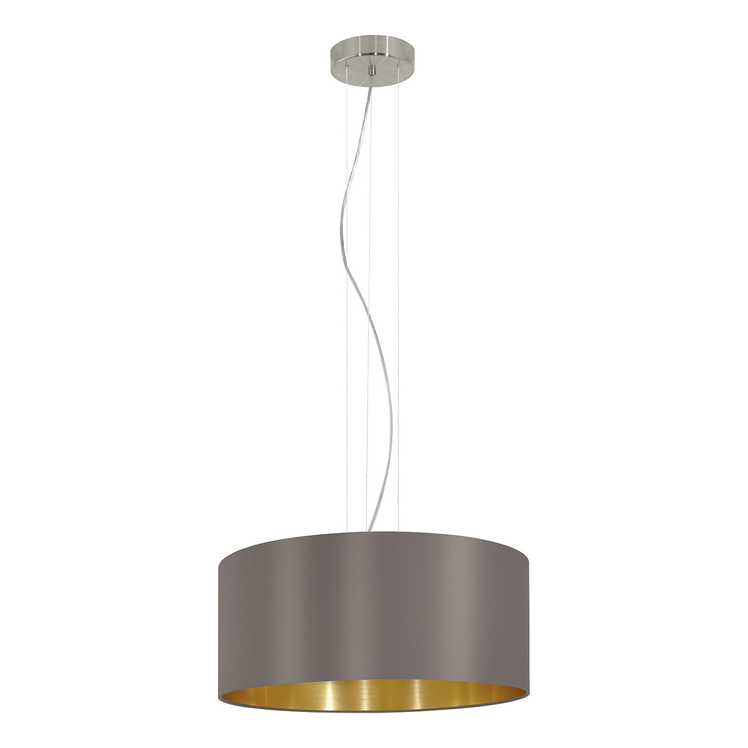 Lampadario A Sospensione Contemporaneo Maserlo Acciaio Nichel Oro 3 Luci E27 31608