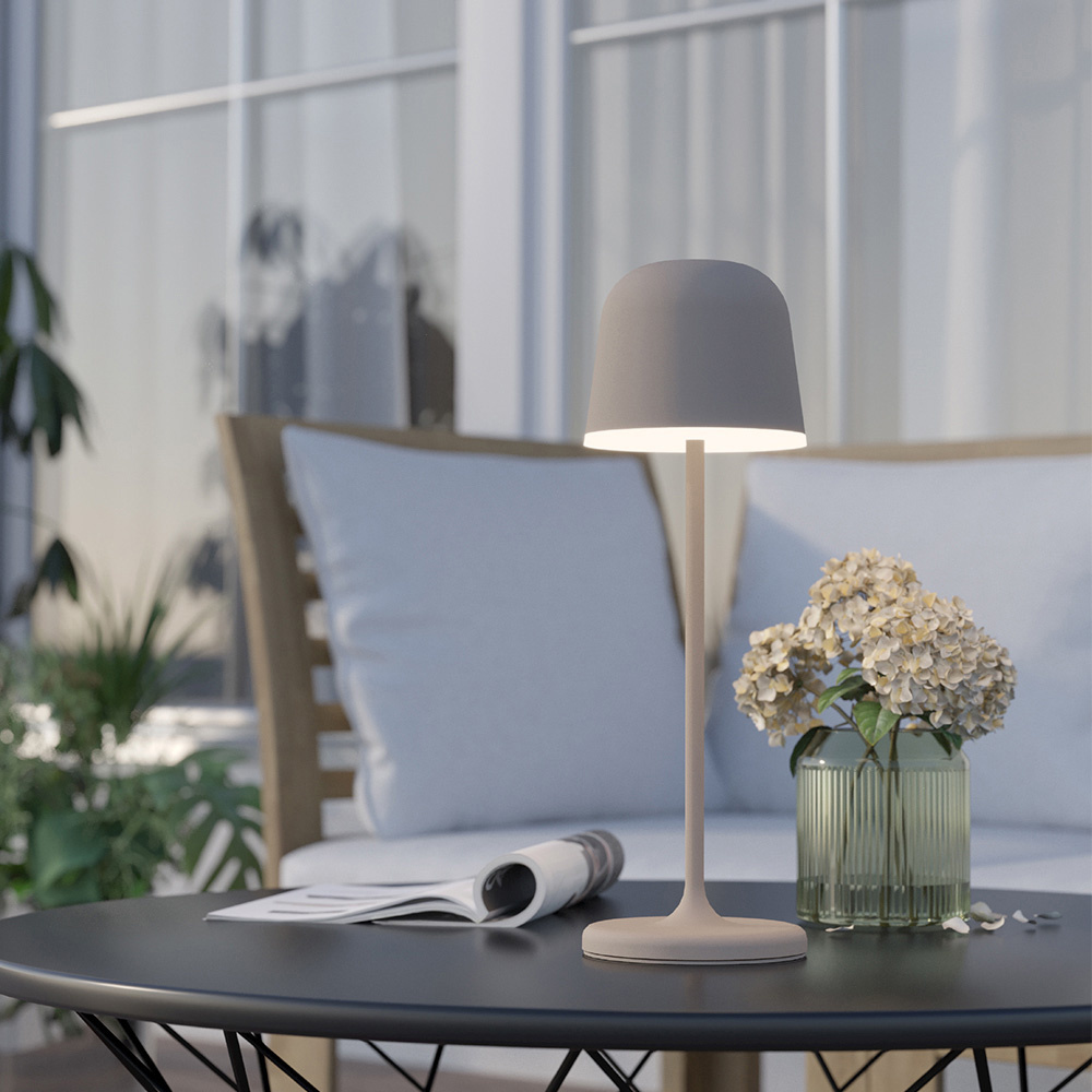 Lampade Da Tavolo Esterno Mannera Alluminio Marrone Policarbonato Bianco Led 900461