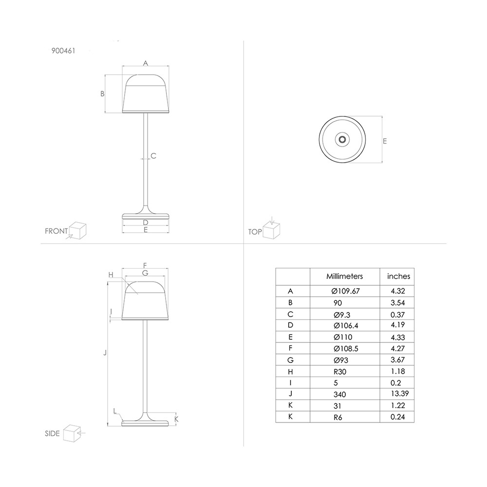Lampade Da Tavolo Esterno Mannera Alluminio Marrone Policarbonato Bianco Led 900461