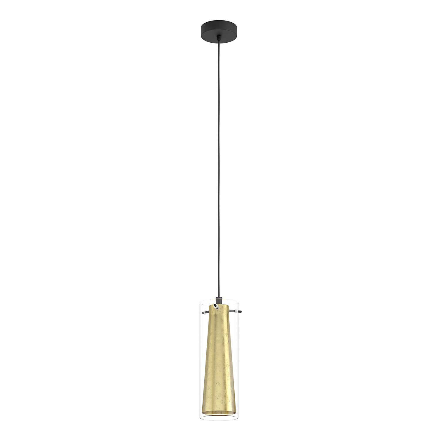 Lampadario A Sospensione Contemporaneo Pinto Gold Acciaio Nero Vetro 1 Luce E27 97651