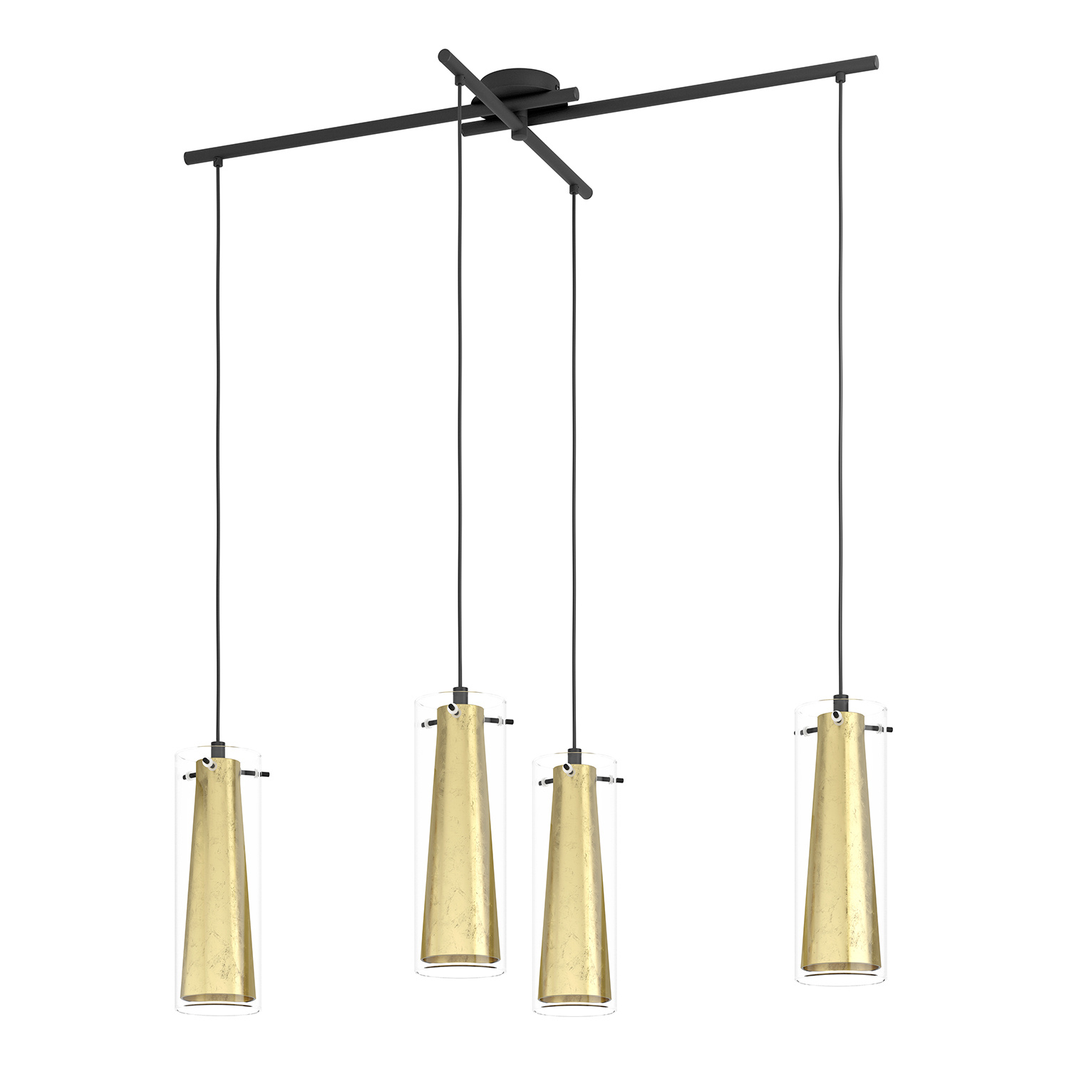 Lampadario A Sospensione Contemporaneo Pinto Gold Acciaio Nero Vetro 4 Luci E27 97653