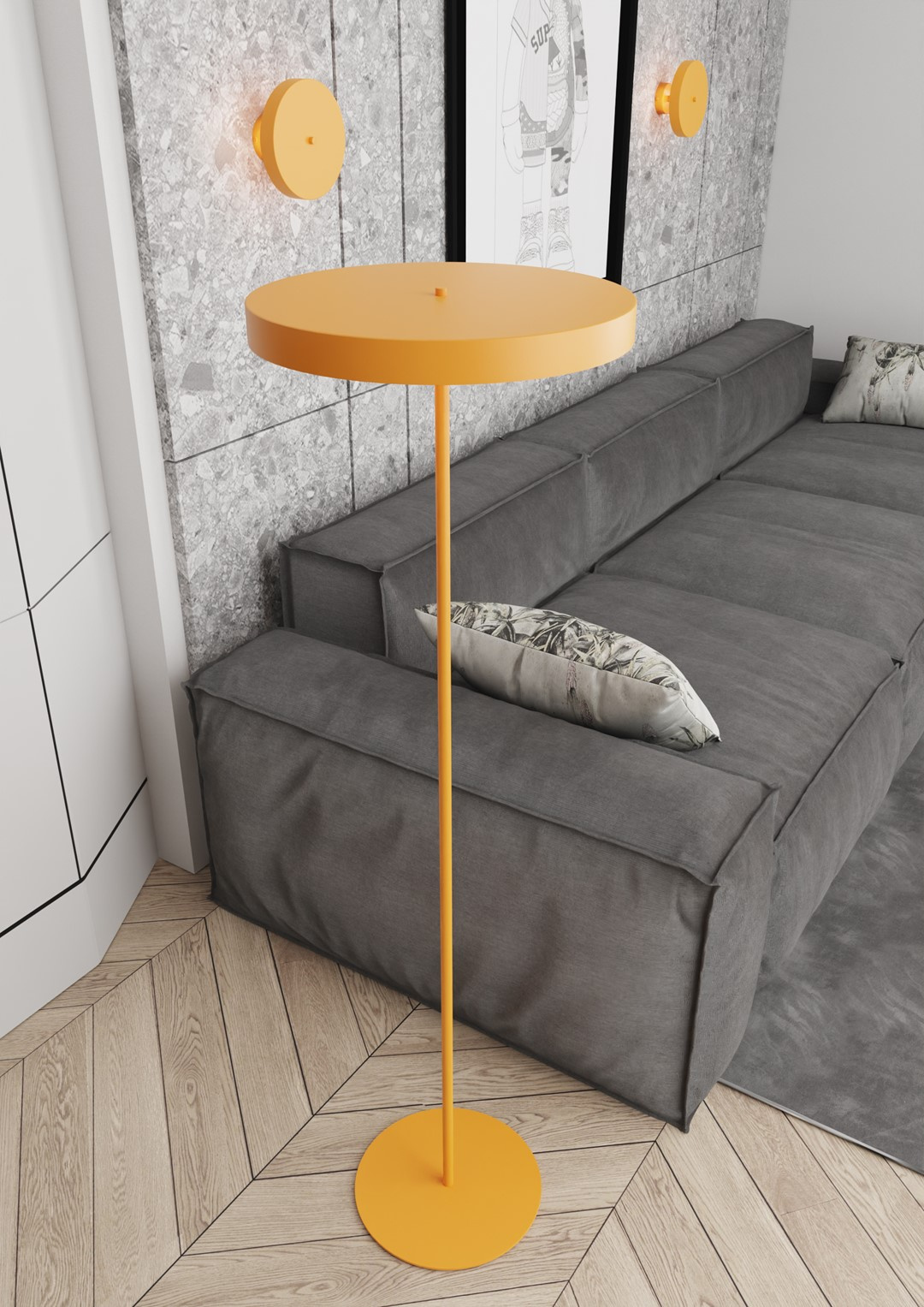 Piantana Minimal Poseidone Acciaio Arancione 3 Luci G9 Ip20 LA0003-EB-PT3-AR
