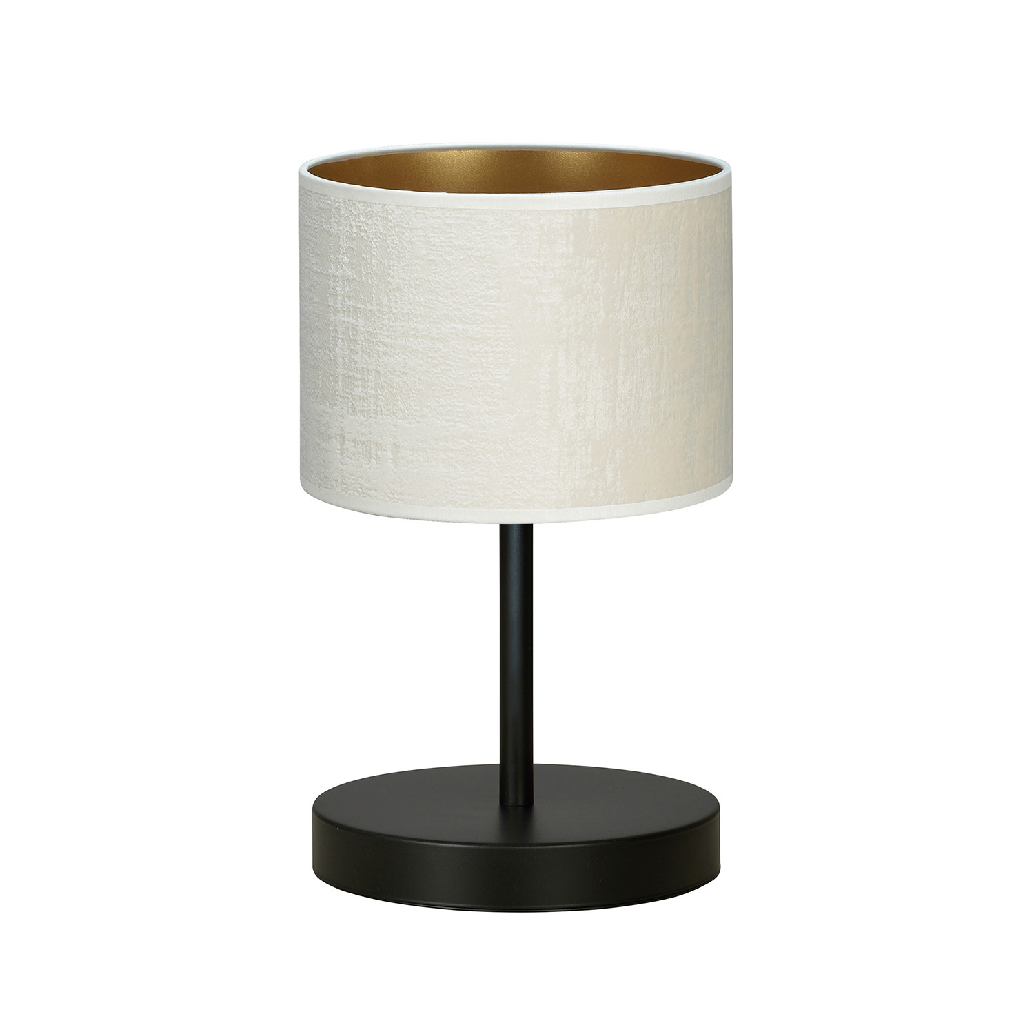 Image of Lampada Da Tavolo 1 Luce Ganesha In Acciaio Nero E Paralume In Tessuto Beige