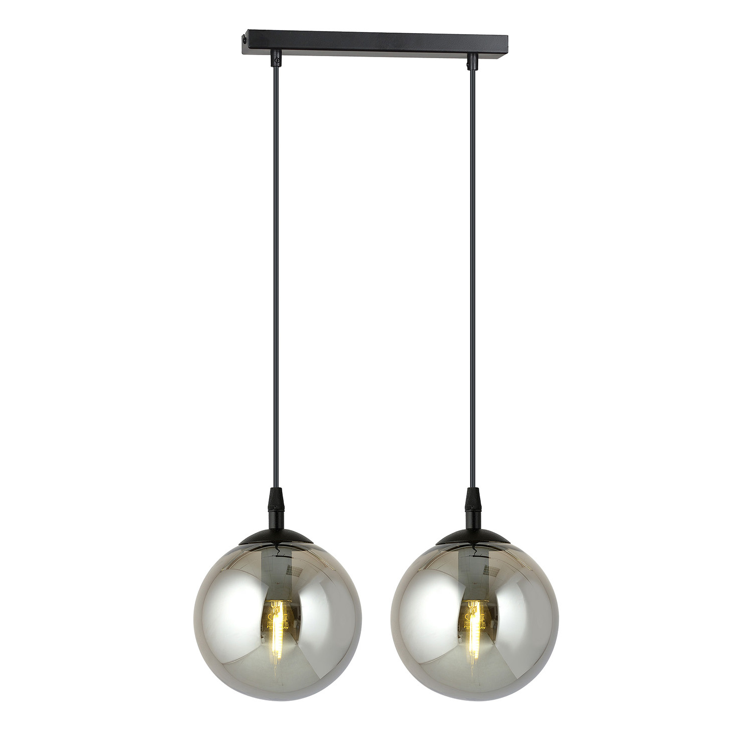 Sospensione Moderna 2 Luci Kali In Acciaio Nero E Sfere In Vetro Fumè LA00139-EB-2-NR-GR