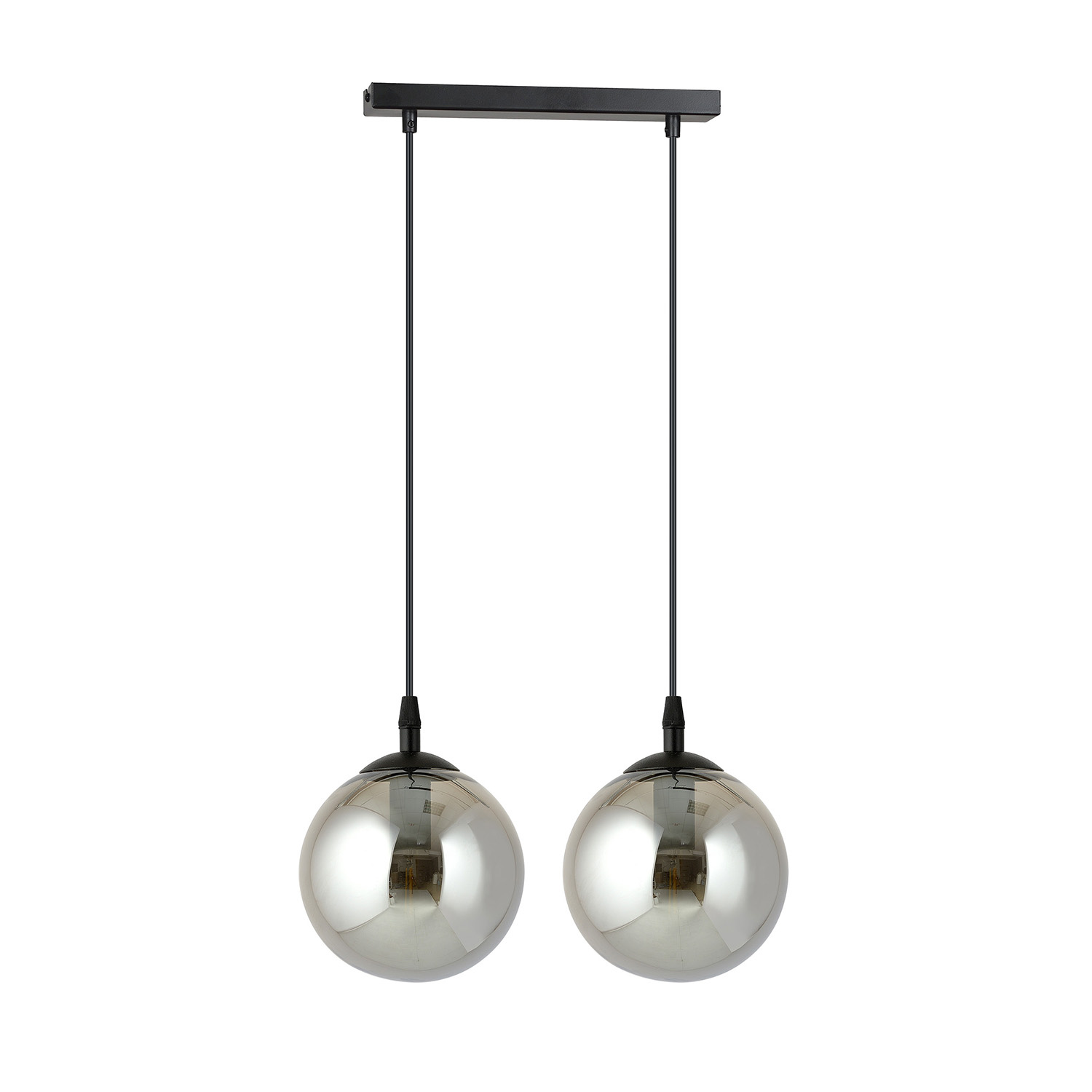 Sospensione Moderna 2 Luci Kali In Acciaio Nero E Sfere In Vetro Fumè LA00139-EB-2-NR-GR
