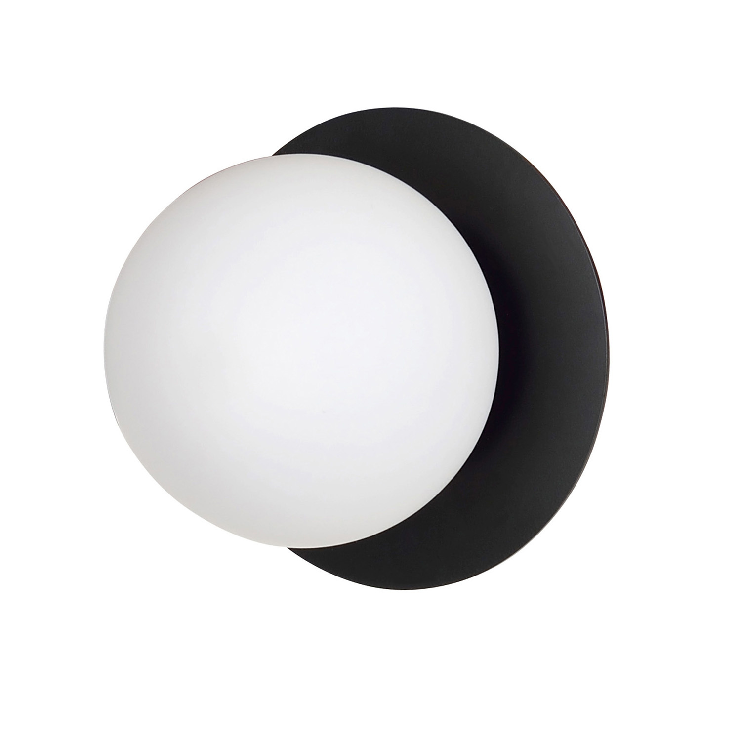 Applique 1 Luce Inari In Acciaio Nero E Sfera In Vetro Opalino LA0149-EB-AP1-NR