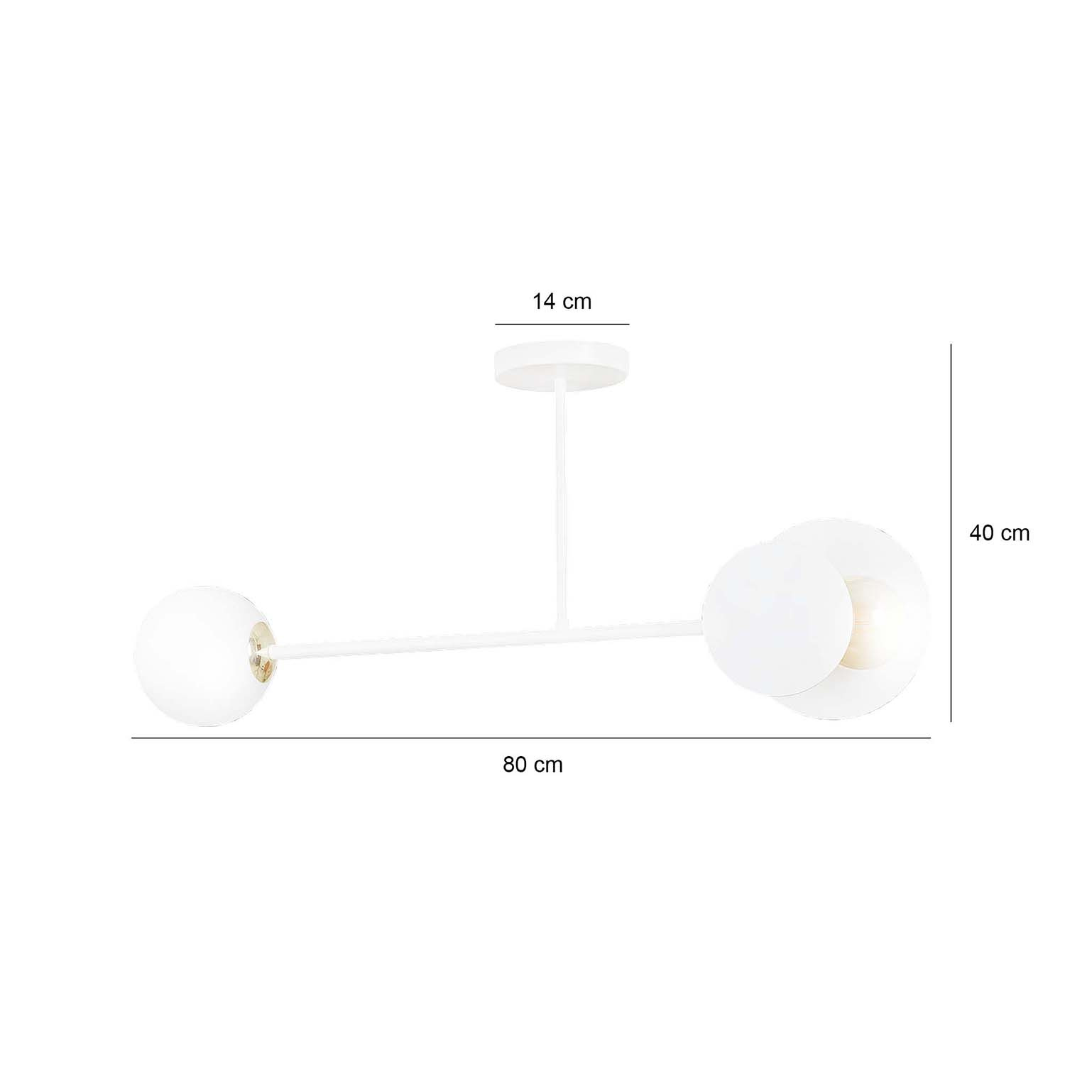 Plafoniera 2 Luci Inari In Acciaio Bianco E Sfera In Vetro Opalino LA0149-EB-PL2-BI