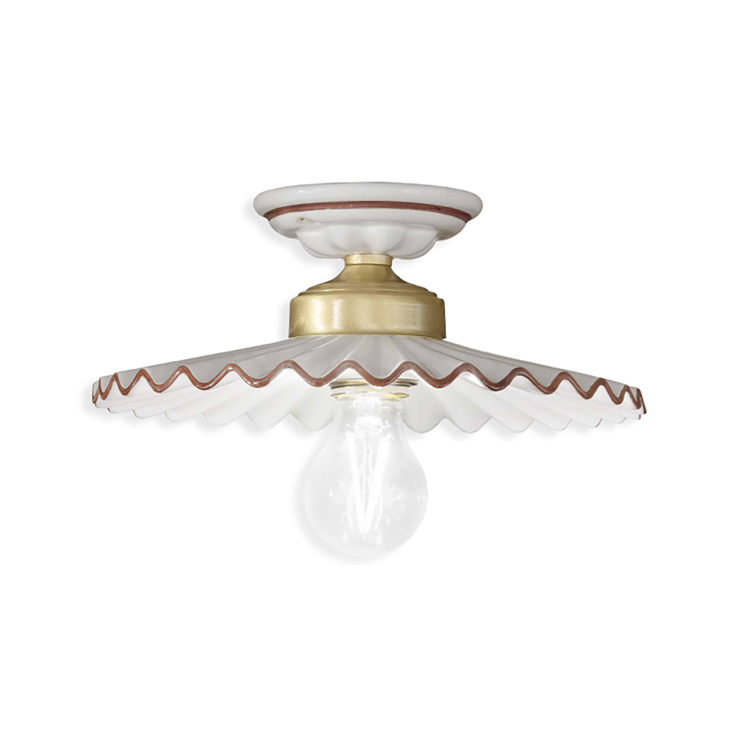 Image of Plafoniera Classica L&#39;Aquila Ottone E Ceramica Decorato Diam. 23Cm Luce E27
