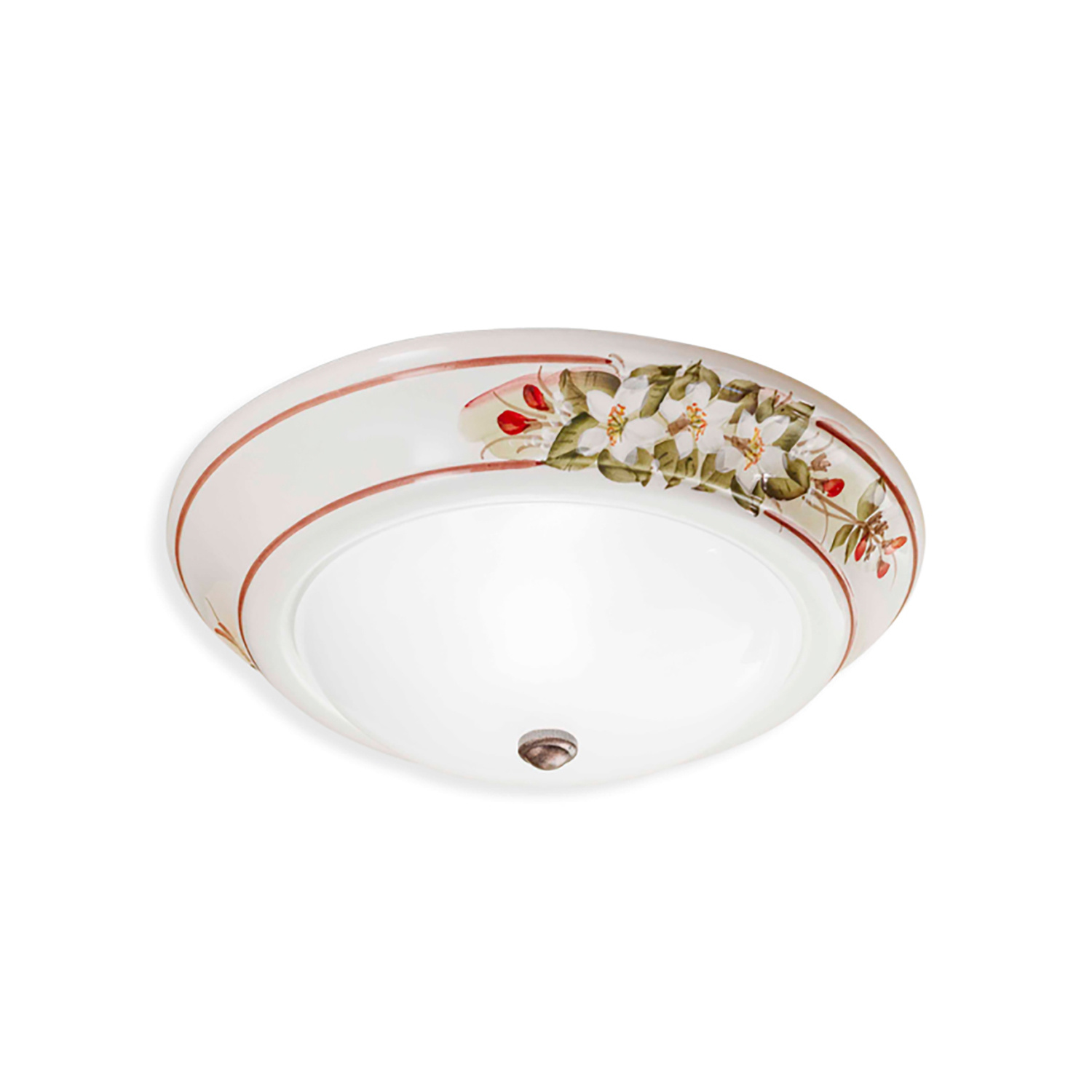 Image of Plafoniera Classica Capua Ceramica E Ottone Satinato Decorato 1 Luce E27