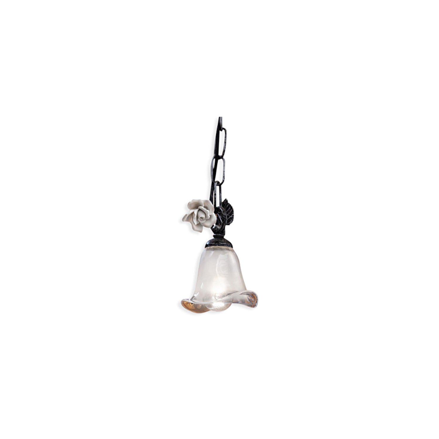 Lampadario Classico Siena Metallo E Ceramica Nero Sfumato Argento 1 Luce E14