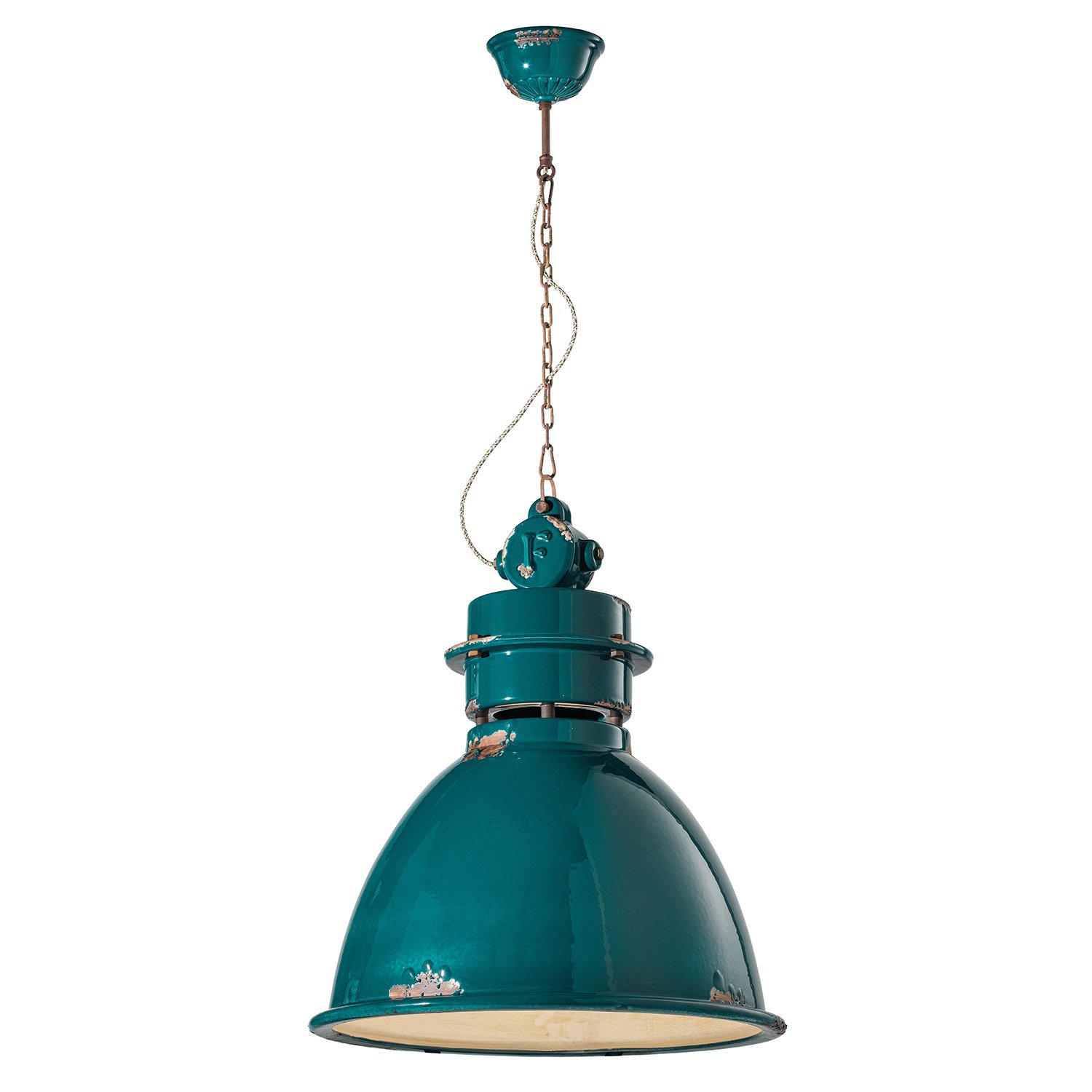 Lampadario Sospensione Metallo Verde Stile Industriale Vintage, Paralume Quadrato 22cm, E27, Regolabile, Per Soggiorno Cucina