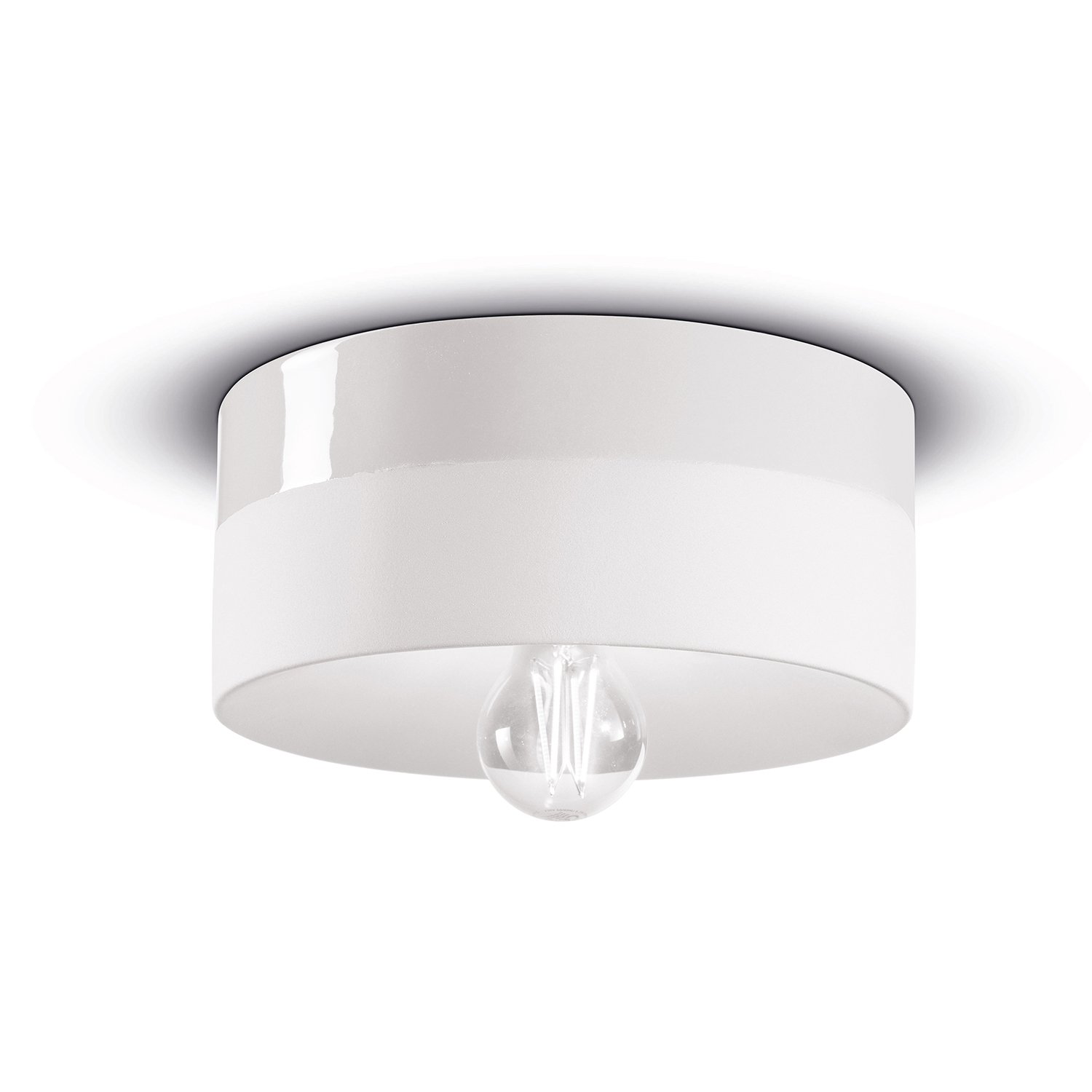 Plafoniera Media Vintage Decò Pi Ceramica Bianco Grezzo 1 Luce E27
