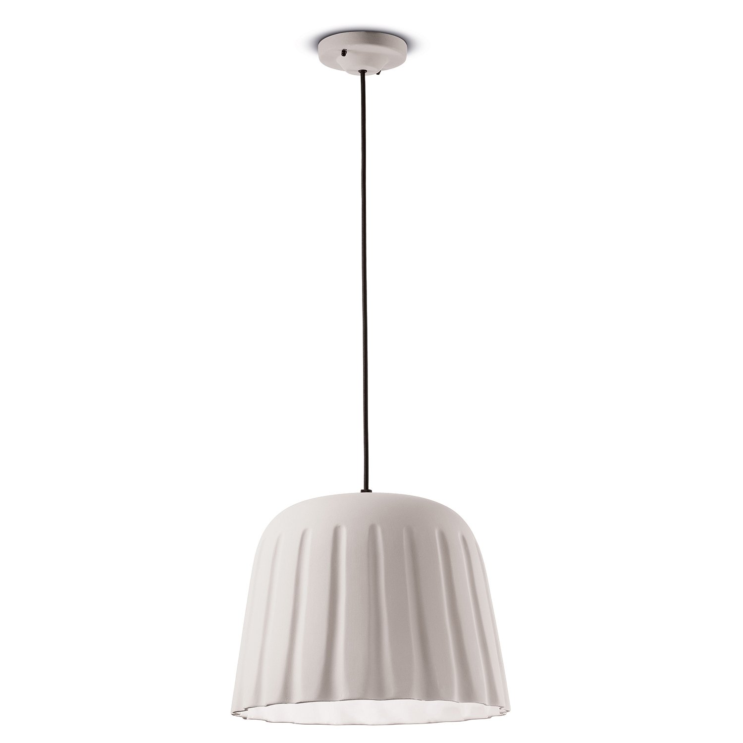 Sospensione Piccola Vintage Decò Madame Gres Ceramica Bianco 1 Luce E27