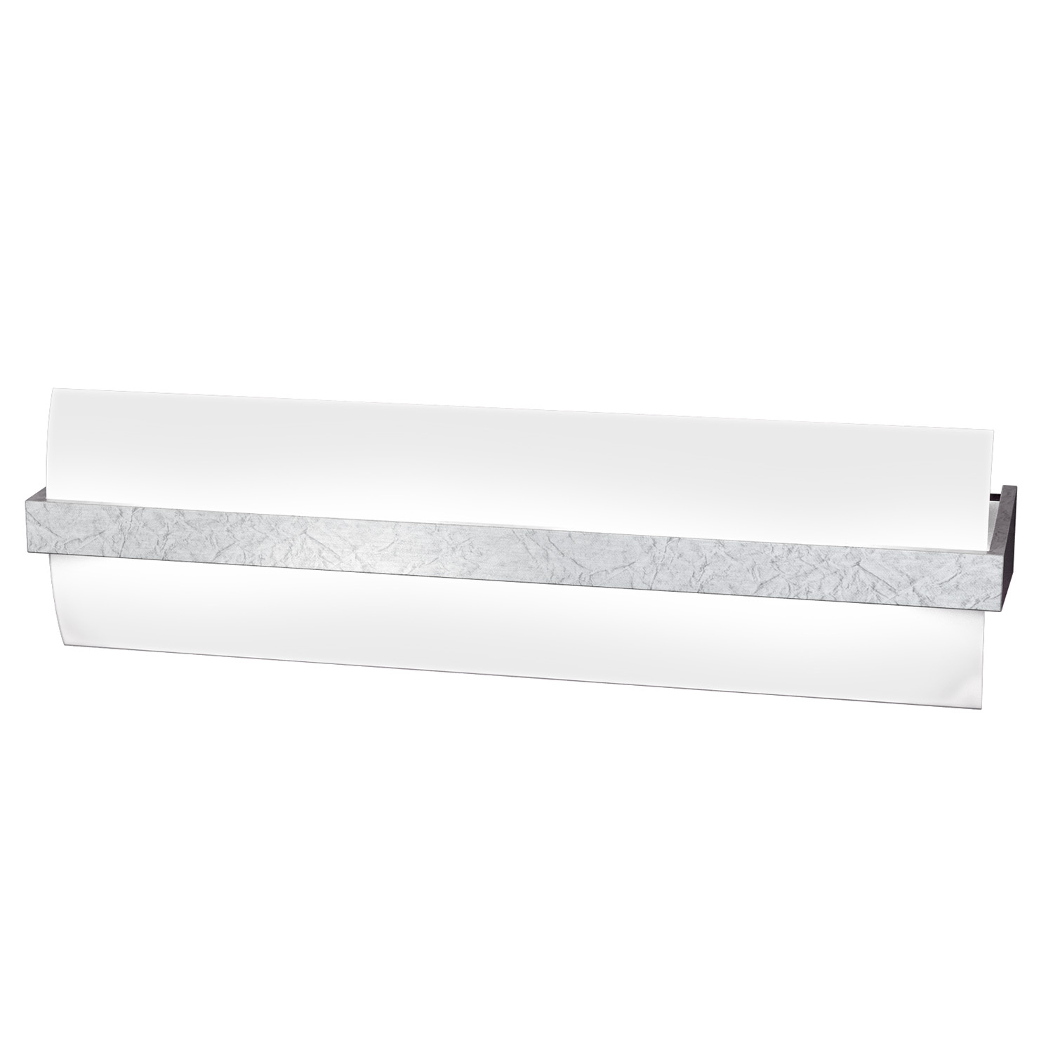 Applique Contemporanea Wood Metallo Foglia Argento Vetro Bianco 2 Luci E27 L50Cm 1019_A50-FA