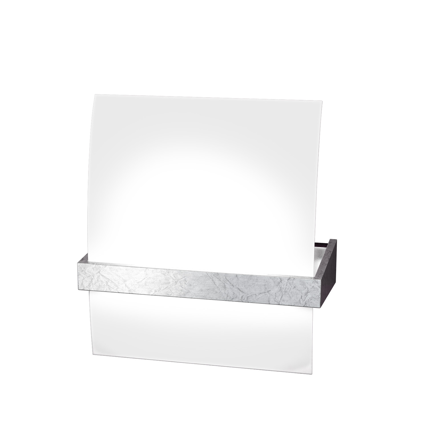 Applique Contemporanea Wood Metallo Foglia Argento Vetro Bianco 1 Luce E27 1019_AM-FA