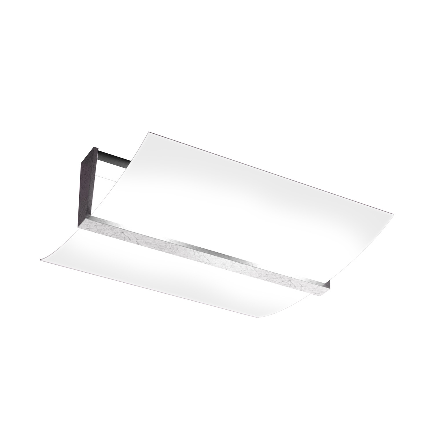 Plafoniera Contemporanea Wood Met. Foglia Argento Vetro Bianco 2 Luci E27 43Cm 1019_PL40-FA