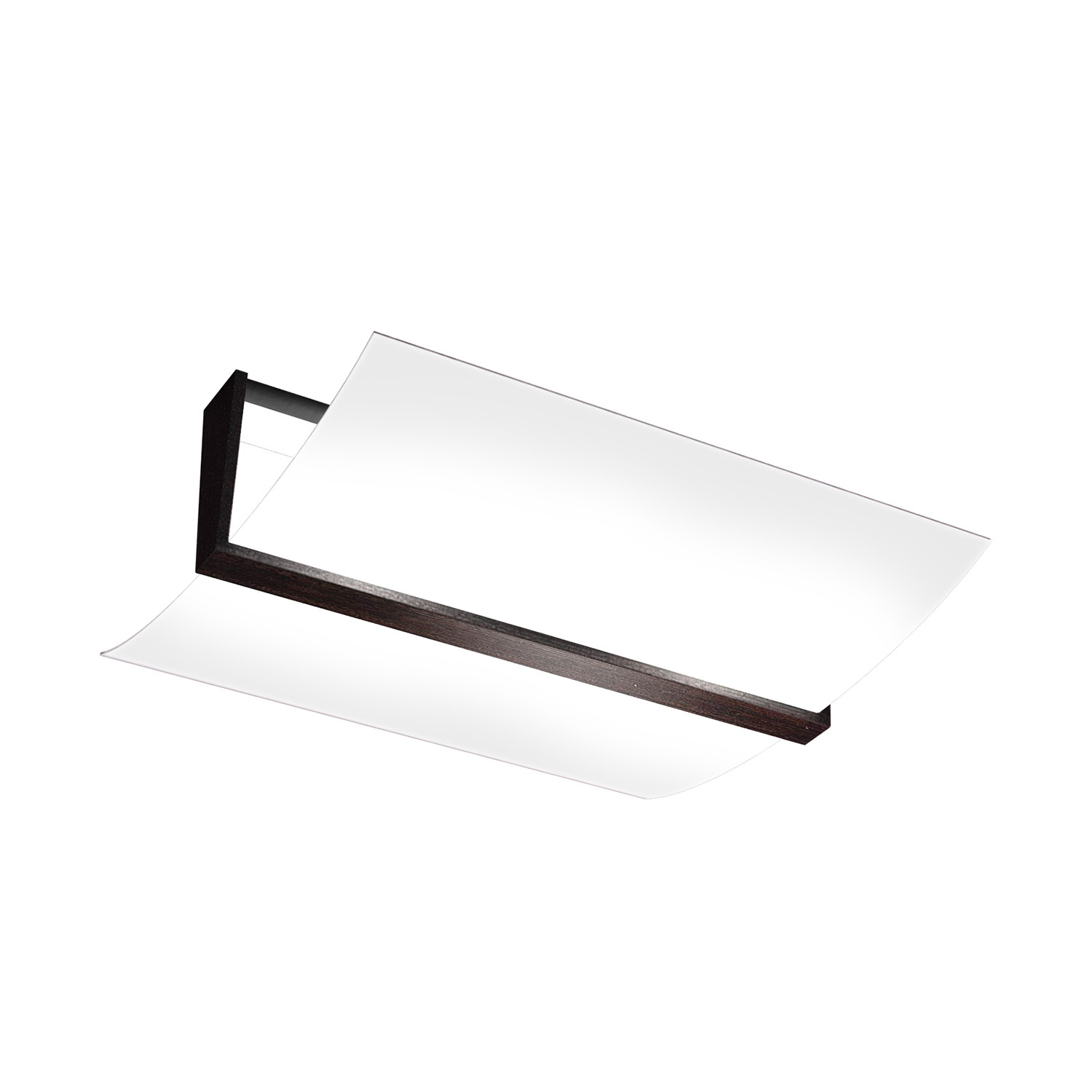 Plafoniera Contemporanea Wood Metallo Nerowengè Vetro Bianco 2 Luci E27 43Cm 1019_PL40-W