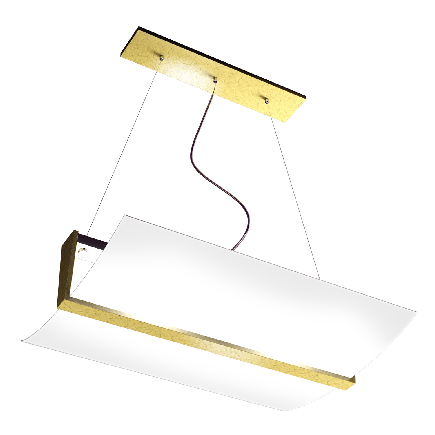 Sospensione Contemporanea Wood Metallo Foglia Oro Vetro Bianco 2 Luci E27 1019_S50-FO