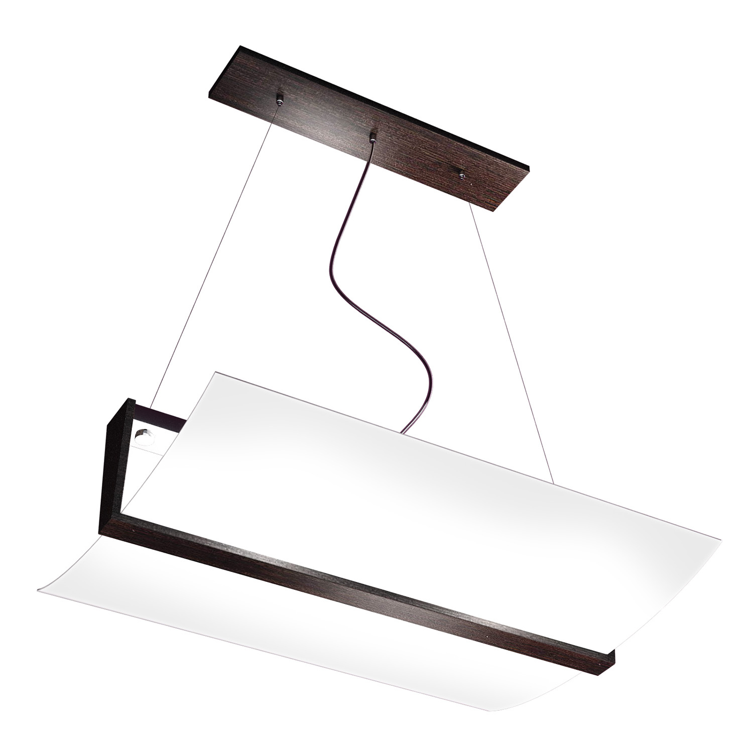 Sospensione Contemporanea Wood Metallo Nero Wengè Vetro Bianco 2 Luci E27 1019_S50-W