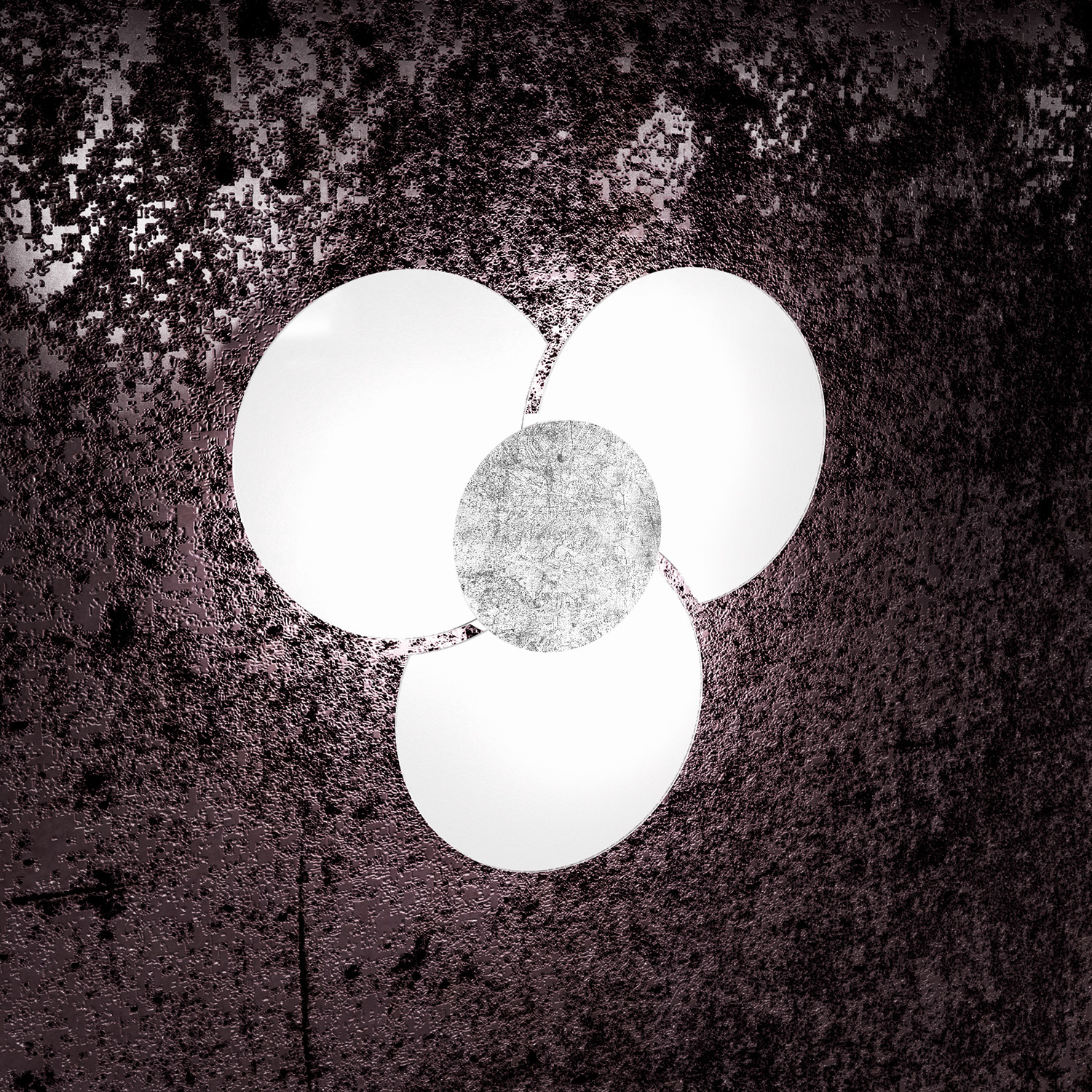 Applique Contemporanea Clover Metallo Foglia Argento Vetro Bianco 3 Luci E27 1114_45-FA