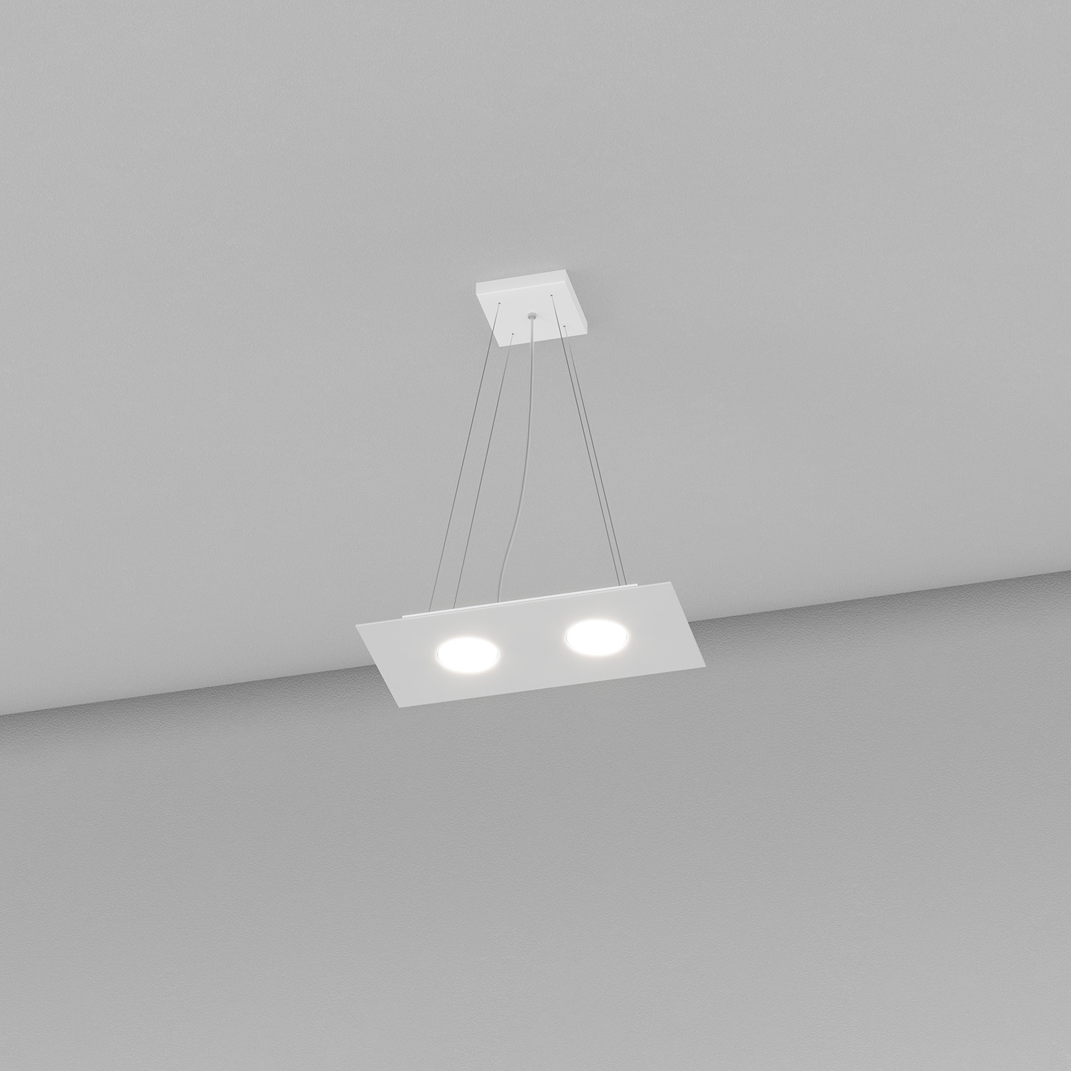 Lampadario Moderno Rettangolare Area Metallo Bianco 2 Luci Gx53 1127_S2R-BI